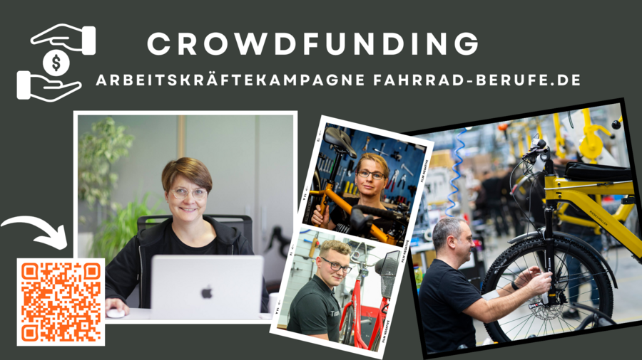 Bilder verschiedener Berufsfelder in dre Fahrradbranche_Crowdfunding Link